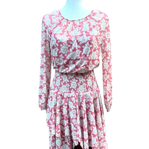 Mia Joy Joyfolie Pink Floral High-Low Dress M Romantic Boho Cottagecore - Picture 10 of 14